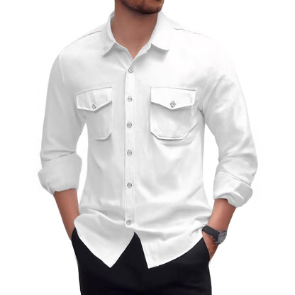 Men's Casual Linen Long Sleeve Shirt
