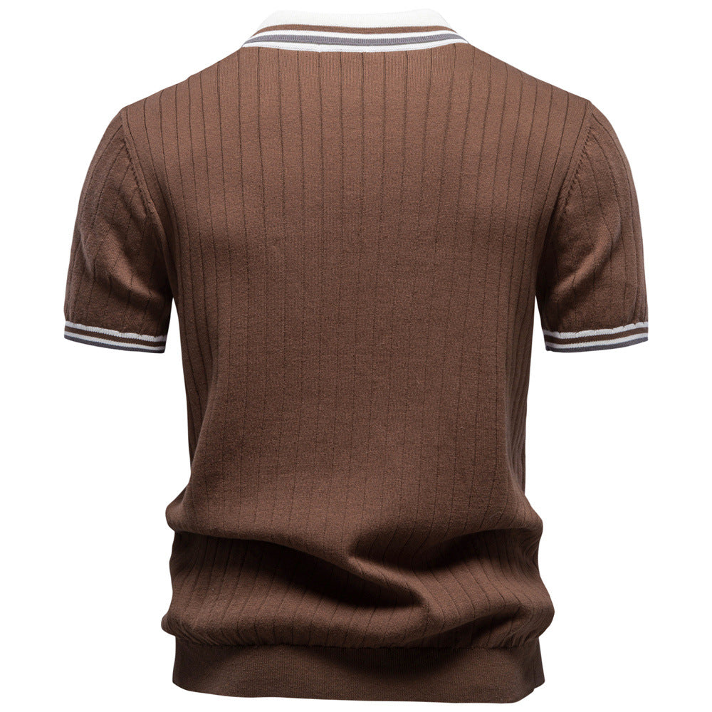 Mens Cotton Polo Shirt Short Sleeve Casual Business Style