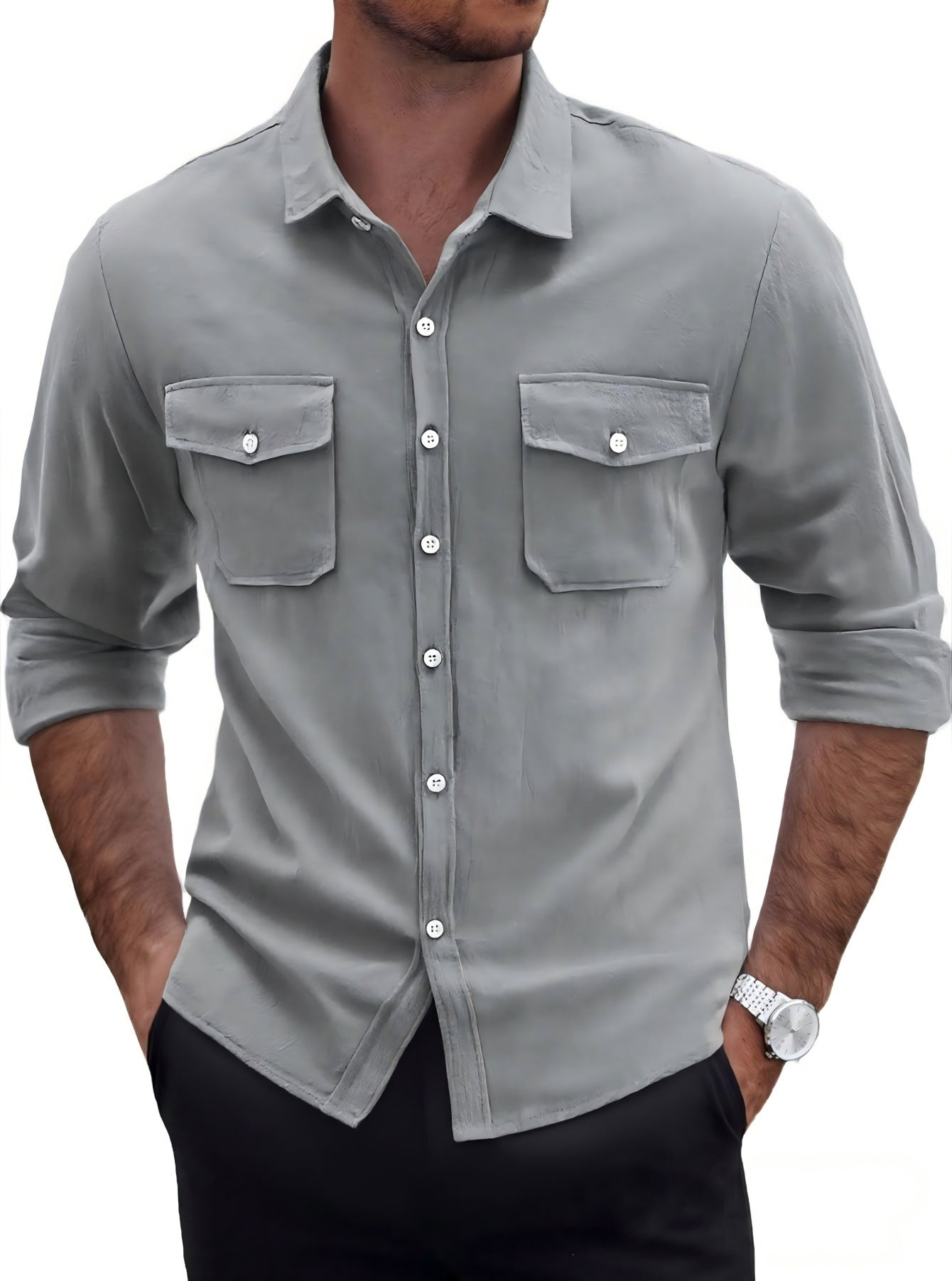 Men's Casual Linen Long Sleeve Shirt