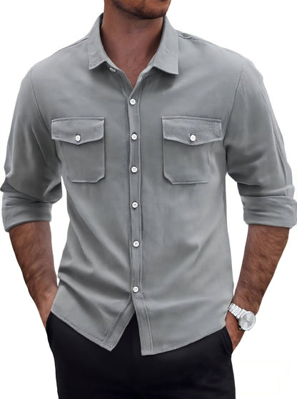 Men's Casual Linen Long Sleeve Shirt