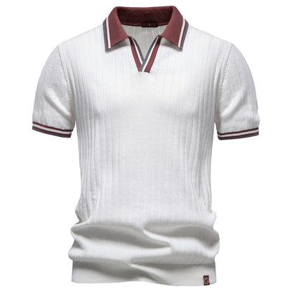 Mens Cotton Polo Shirt Short Sleeve Casual Business Style