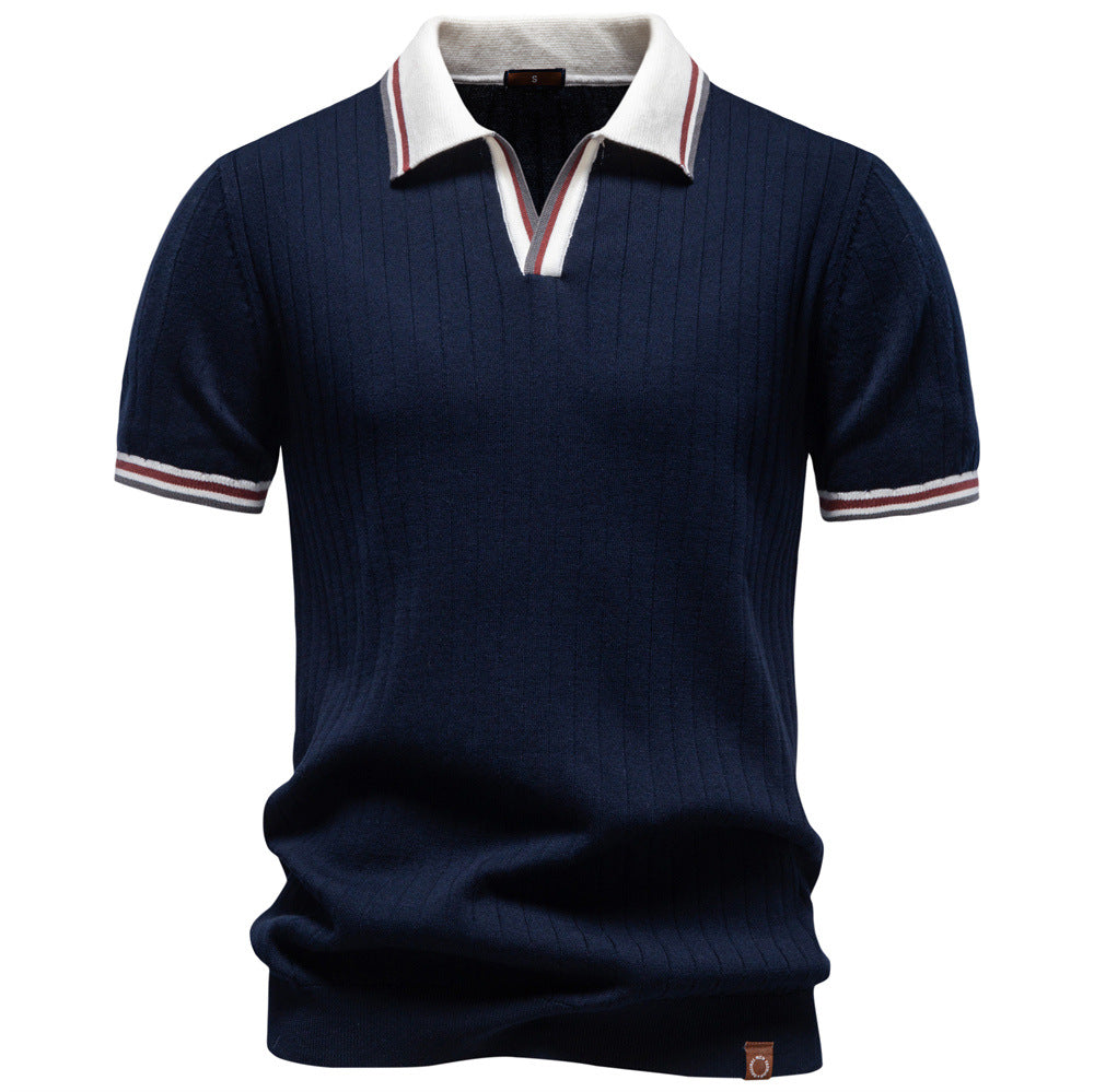 Mens Cotton Polo Shirt Short Sleeve Casual Business Style