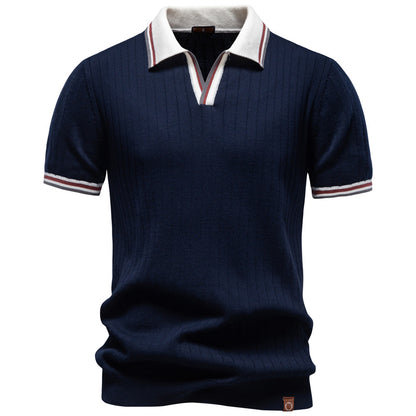 Mens Cotton Polo Shirt Short Sleeve Casual Business Style