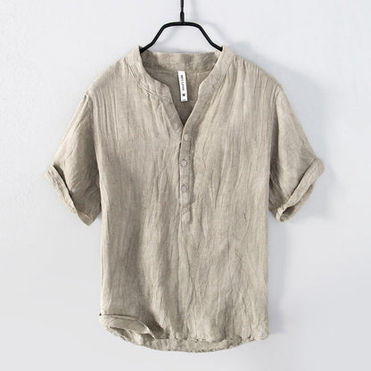 Retro Linen Casual Solid Color Top