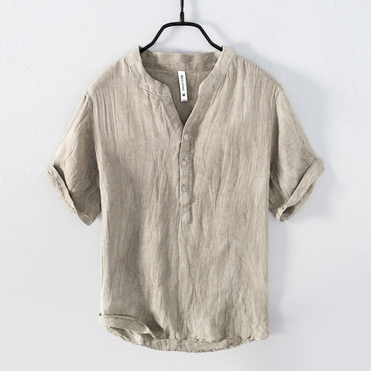 Retro Linen Casual Solid Color Top