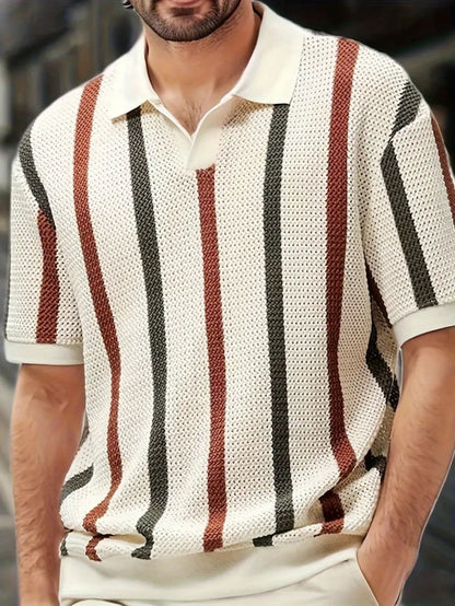 Mens Geometric Lapel Knit Shirt