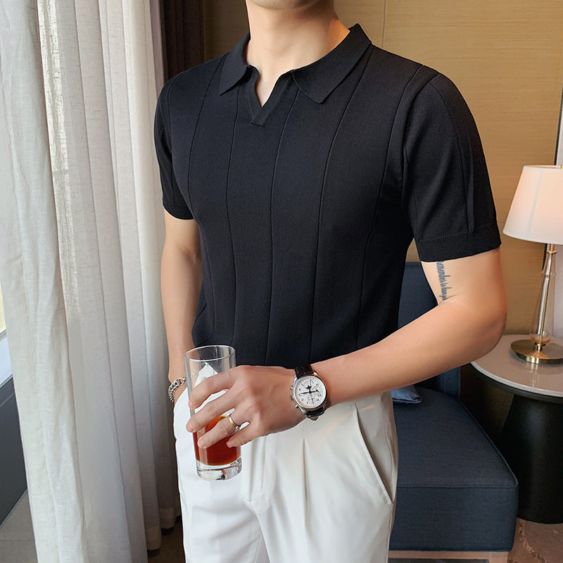 PREMIUM MEN'S RIBBED KNIT POLO