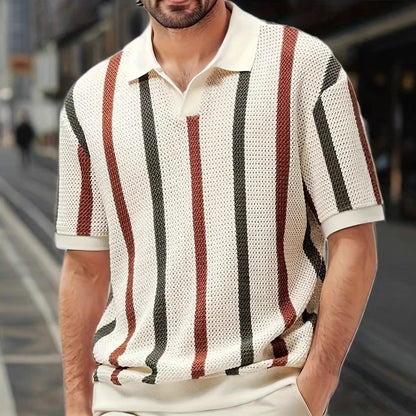 Mens Geometric Lapel Knit Shirt
