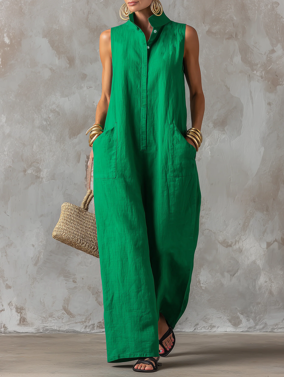 ELEGANT LINEN-BLEND JUMPSUIT