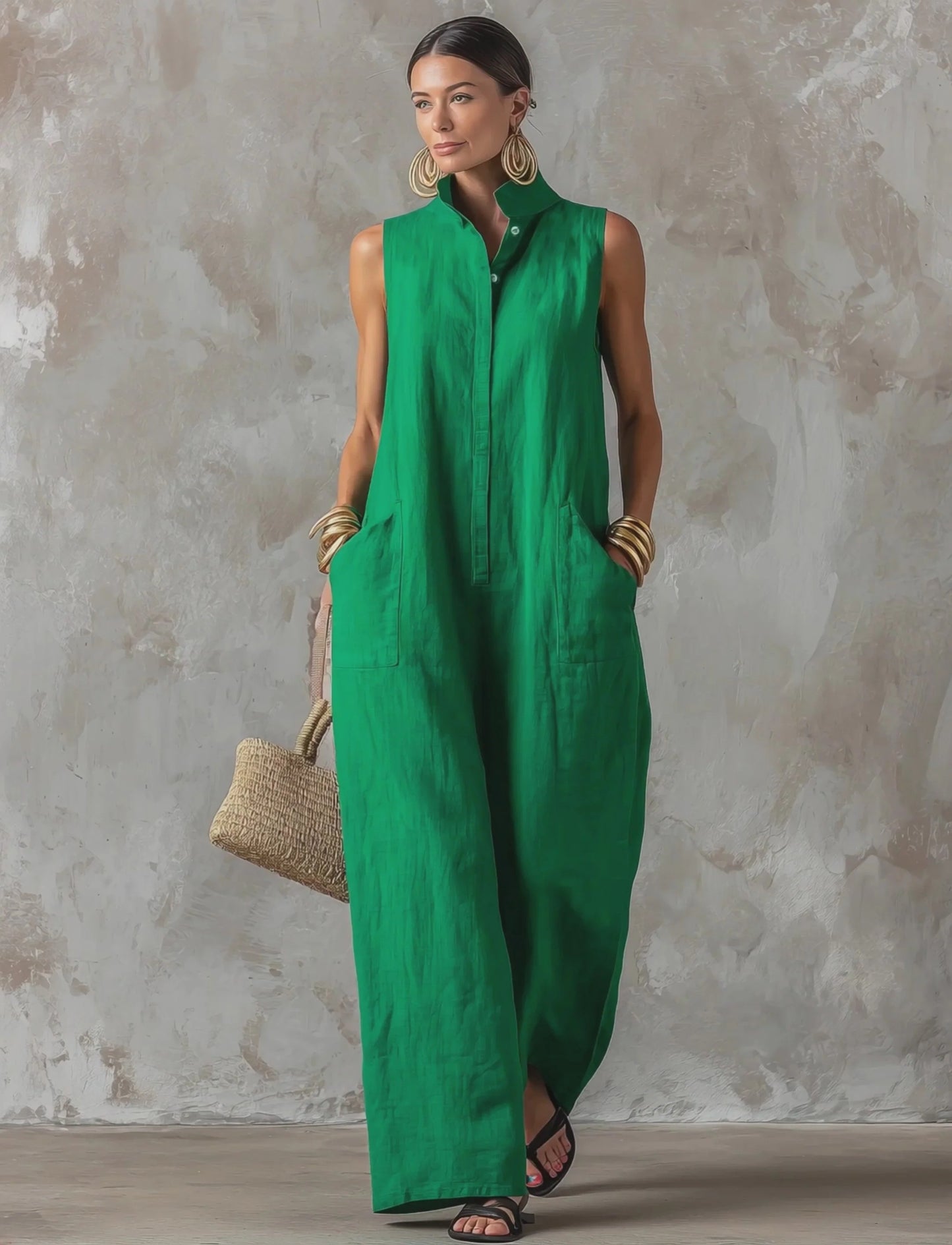 ELEGANT LINEN-BLEND JUMPSUIT