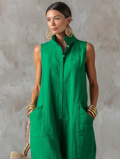 ELEGANT LINEN-BLEND JUMPSUIT